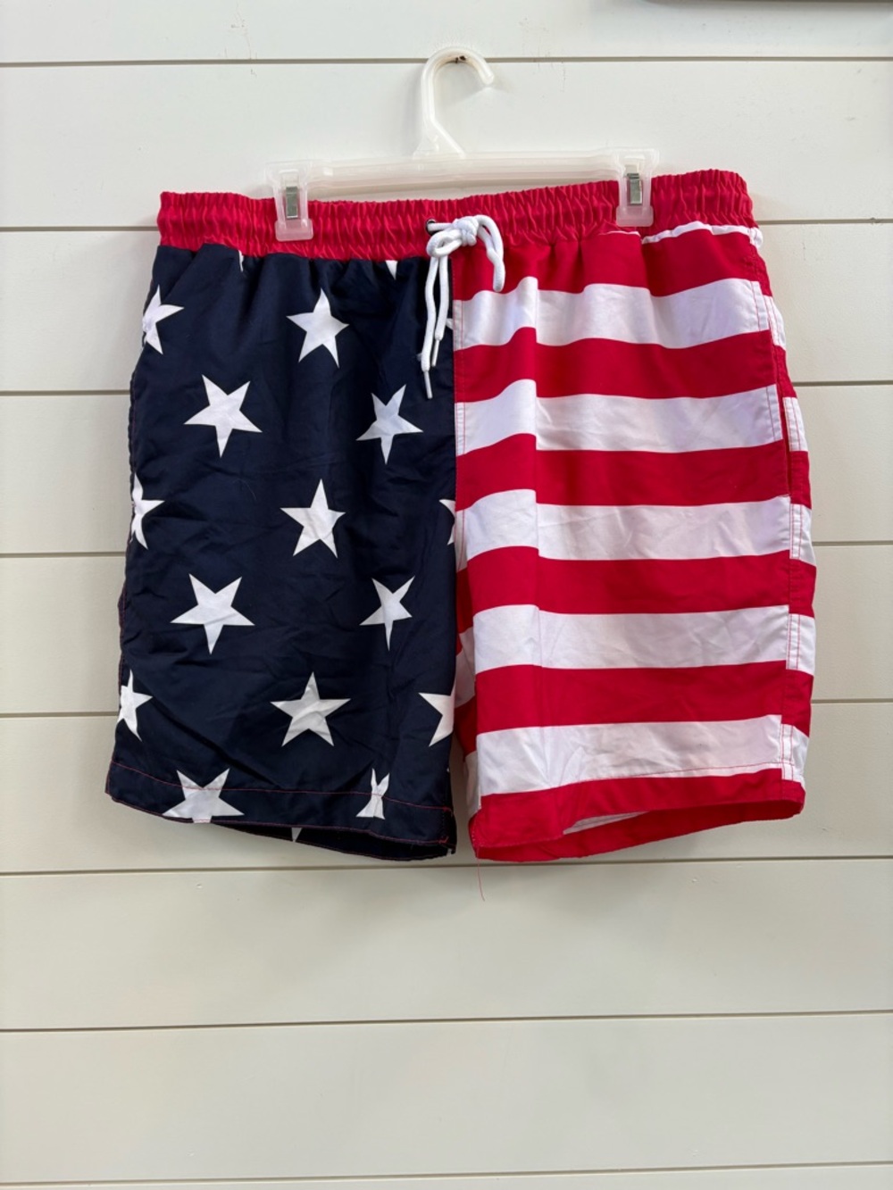 Men’s Patriotic Star & Stripe Swim Trunks